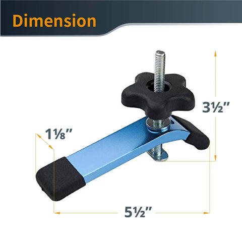 T Track Hold Down Clamp Two Pack For Woodworking Five And One Half Inch By One And One Eighth Inch Clamps With T Bolts dimensions