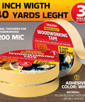 Pro Grade Heavy Duty Double Sided Woodworking Tape 3 Pack 1 Inch By 120 Feet Super Strong Adhesion shown in product packaging.