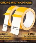 Double Sided Woodworking Tape For Wood Projects, 1 And 2 Inch By 33 Feet, 2 Rolls, No Residue displayed on wooden surface