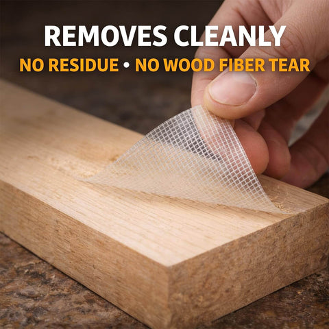 Removing Pro-Grade Double-Sided Woodworking Tape With Removable Adhesive For Holding Wood Templates from wood, no residue left