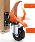 Workbench Casters Wheels Kit 920 Lbs Capacity Retractable Casters Set of 4 Heavy Duty Side Mount 3" with foot pedal raised view