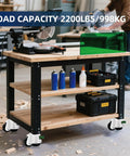 Workbench with Four Pack Leveling Casters With Ratchet Handle, Heavy Duty Adjustable Wheel Sets, 2200 lbs capacity installed