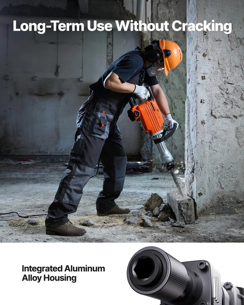 Heavy duty 2200W demolition jack hammer delivers powerful 66J impact energy and 1350 BPM for fast concrete breaking in construction use