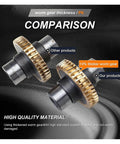 Comparison of worm gear thickness showing NMRV040 Worm Gear Gearbox with 10% thicker gear than other products.
