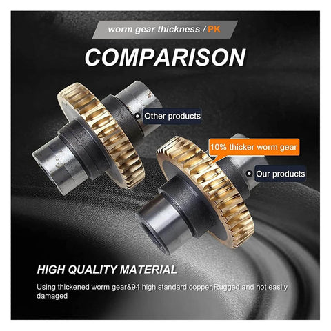 Comparison of worm gear thickness showing NMRV040 Worm Gear Gearbox with 10% thicker gear than other products.