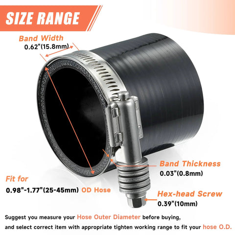 4 Pack Heavy Duty Worm Gear Hose Clamps Adjustable Range One To One And Three Quarter Inches 25 To 45 Mm 304 Stainless Steel