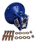 ✝️ Worm Gear Reducer 159 lb Load Capacity 1-Pack 56C with bolts, washers, and blue housing