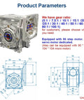 ✝️ Worm Gear Reducer 18 mm Shaft Size 1-Pack Nmrv40 Speed Reducer Worm with product dimensions and gear ratio options shown.