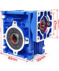 ✝️ Worm Gear Reducer 60 mm Shaft Size 1-Pack Nmrv030 with measurement dimensions labeled in the image.