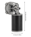 Product image of 24V Worm Gear Reducer with 63 mm shaft and 87 lb load capacity for power transmission, shown with dimension lines.