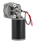 Worm Gear Reducer 63 mm Shaft Size 87 lb Load Capacity 1-Pack Reduction Motor 24V 220 showing metal housing and wires