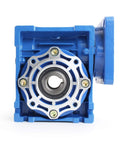 Front view of blue ✝️ Worm Gear Reducer 86 mm Shaft Size 1-Pack Nmrv040 Worm Gearbox for agricultural and industrial use