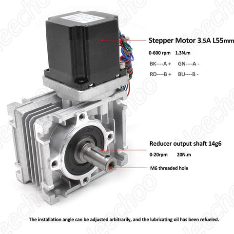 Stepper motor and reducer output shaft for Worm Gear Reducer 53 mm Shaft Size 1-Pack Worm Gear Nema23 in industrial systems