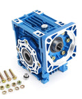 ✝️ Worm Gear Reducer 86 mm Shaft Size 1-Pack Nmrv040 Worm Gearbox for rotary equipment, showcasing blue housing and gear mesh