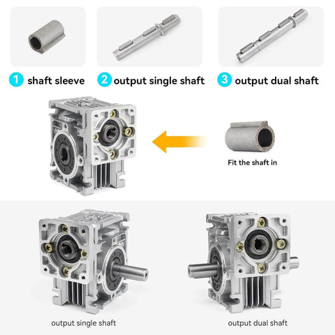 ✝️ Worm Gear Reducer 14 mm Shaft Size 1-Pack Output Shaft Diameter 14Mm for Rotary Equipment with diagram of shaft options