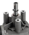 Worm Gear Reducer 63 mm Shaft Size 87 lb Load Capacity 1-Pack Reduction Motor 24V 220, gray metal housing close-up view.