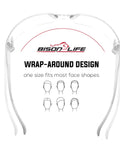 Top view of Clear Safety Glasses with Polycarbonate Lens and Wraparound Side Shields emphasizing the wraparound design.