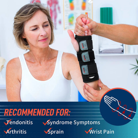 Wrist Brace For Carpal Tunnel Right Hand Night And Day Support Removable Metal Splint With Three Adjustable Straps on person