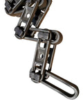 Close-up of X-458 Conveyor Chain 10 Foot Section by Jervis Webb with drop forged rivetless design, smooth pin bearing surface, 4 inch pitch.