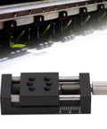 X-Axis Mini Linear Rail Stage Actuator High Precision Adjustable 10mm Stroke Aluminum Alloy Sliding Table with Manual Fine Tune for DIY CNC Router 20 x 20 mm Part displayed against a mechanical backdrop.
