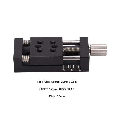 X-Axis Mini Linear Rail Stage Actuator High Precision Adjustable 10mm Stroke Aluminum Alloy Sliding Table with Manual Fine Tune