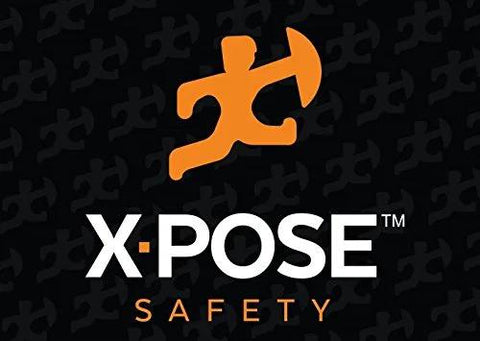 X-Pose Safety logo with orange figure on black background