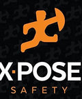 X-POSE Safety logo with orange silhouette on black background