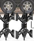 X-Shaped Wheel Chocks For Travel Trailers And RVs Drill-Adjustable 3 To 11.5 Inches 2-Pack Black With Solid Multi Fulcrum Design