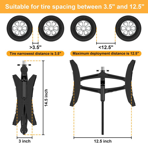Camper Wheel Chock Stabilizer Set Upgraded Heavy Duty X Shaped RV Stabilizers for travel trailers size diagram.