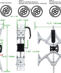 X Shaped RV Stabilizer Wheel Chock For Dual Axle Travel Trailers And Campers With Drill Adjust, showing dimensions and installation steps.