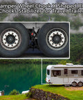 X Shaped Wheel Stabilizer Chocks For Campers And Travel Trailers, Adjustable RV Wheel Chocks With Drill Access, 2 Piece Scissor Style Set, Includes Hex Socket Compatibility, Lockable Password Locks For Extra Security, Black