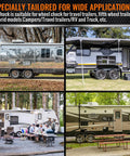 Image showing X-Shaped Wheel Chocks For Travel Trailers And RVs Drill-Adjustable 3 To 11.5 Inches 2-Pack Black used for RV stability.