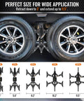 X-Shaped Wheel Chocks For Travel Trailers And RVs Drill-Adjustable 3 To 11.5 Inches 2-Pack Black With Solid Multi Fulcrum Design shown installed