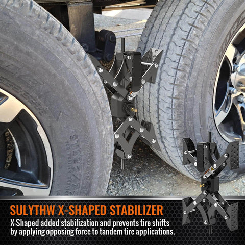X-Shaped Wheel Chocks For Travel Trailers And RVs Drill-Adjustable 3 To 11.5 Inches 2-Pack Black With Solid Multi Fulcrum Design