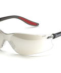 Xenon Grey Lens Anti Fog Safety Glasses Black Frame Mirror Polycarbonate Lens with wraparound design and soft nose bridge.
