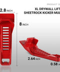 (2-Pack) XL Drywall Lift & Sheetrock Kicker Multi-Tool Set with Built-In Drywall Rasp Tool & Bottle Opener, product dimensions shown