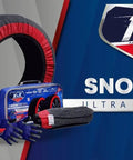 Pro Series Tire Snow Socks For Cars, SUVs And Vans Quick Install Snow Traction Device With Packaging and Accessories Displayed