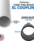 XL Shielded Flexible Pipe Coupling For Below Ground Install Extra Long 7.85 Inch Body 4.10 to 4.65 OD