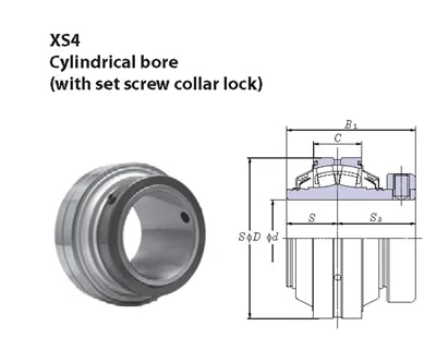 XS408-24 FYH 1 1/2" mounted Bearing Cylindrical bore with set screw collar lock Insert Mounted Bearing - VXB Ball Bearings