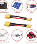 XT30 Male To XT60 Female Plug Connector Adapter Cable Set, 4 Pieces, XT60 To XT30 Extension Cable With 5cm 14AWG Silicone Wire For LiPo Batteries.