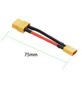 XT30 Male To XT60 Female Plug Connector Adapter Cable Set, 75mm length, showing silicone wire for LiPo batteries.