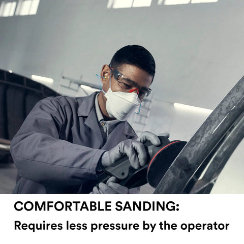 Person using Xtract Net Discs 6 Inch 710W Sanding Discs Pack Of 50 Dust Free Hook And Loop on metal surface