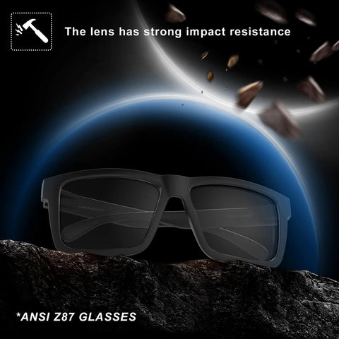 XXL Size Sunglasses for Big Heads Z87 TR90 Ultralight Matte Black UV400 with impact resistance displayed on earth backdrop