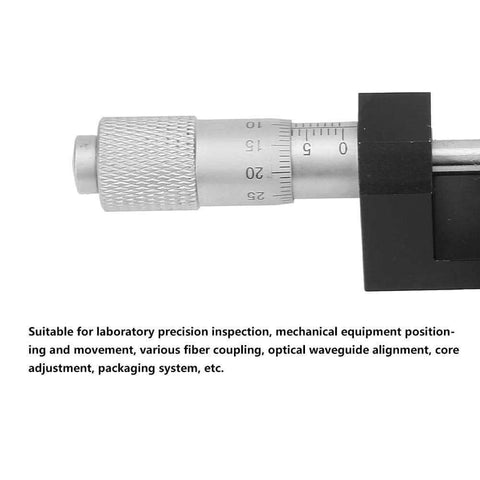 Close-up of micrometer on XY Linear Stage, Keenso SEMY60-AC Micrometer Manual Precision Linear Translation Stage Displacement Trimming