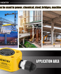 10 Ton Hydraulic Ram Jack With Low Profile Multi Section Cylinder 1 Inch Total Stroke Portable Workhorse For Machinery Bridges And Construction Projects Newtry shown with industrial use examples.