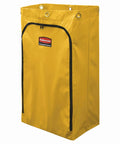 Heavy Duty 24 Gallon Front Zippered Vinyl Replacement Bag For Industrial Janitorial Carts Yellow Waste Linen And Trash Collection Durable Front Loading Bag For Commercial Cleaning Compatible With Rubbermaid Commercial Carts