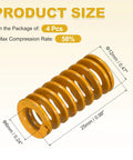 Diagram of 8 Pack 3D Printer Die Springs 12mm OD 25mm Length Light Load Mould Die Spring with yellow finish showing dimensions.