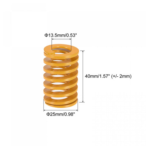 3D Printer Die Spring Set 25mm Outer Diameter 40mm Long 4 Pack Spiral Stamping Light Load Compression Mould Die Springs For 3D Printer Electric Part Yellow Uxcell