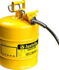 5 Gallon Diesel Safety Can With Flame Arrester Self Closing Lid Flexible Five Eighth Inch Metal Spout Type II Flammable Storage Galvanized Steel Construction Made In The USA Two Openings For Easy Filling And Targeted Pouring front view
