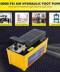 Air Hydraulic Pump, 10,000 PSI 1/2 Gal Reservoir, NPT 3/8" Oil Outlet, 2 x 6.5 ft Pipe, Foot Actuated Hydraulic Pump Air Treadle for Auto Body Frame Machines and Pulling Post, Yellow.